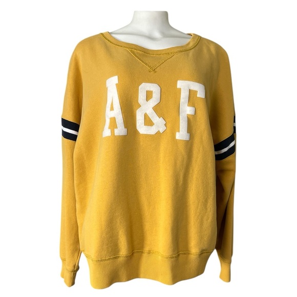 Abercrombie & Fitch Tops - Abercrombie Varsity Dijon Yellow Crewneck Sweatshirt Unisex L Oversized